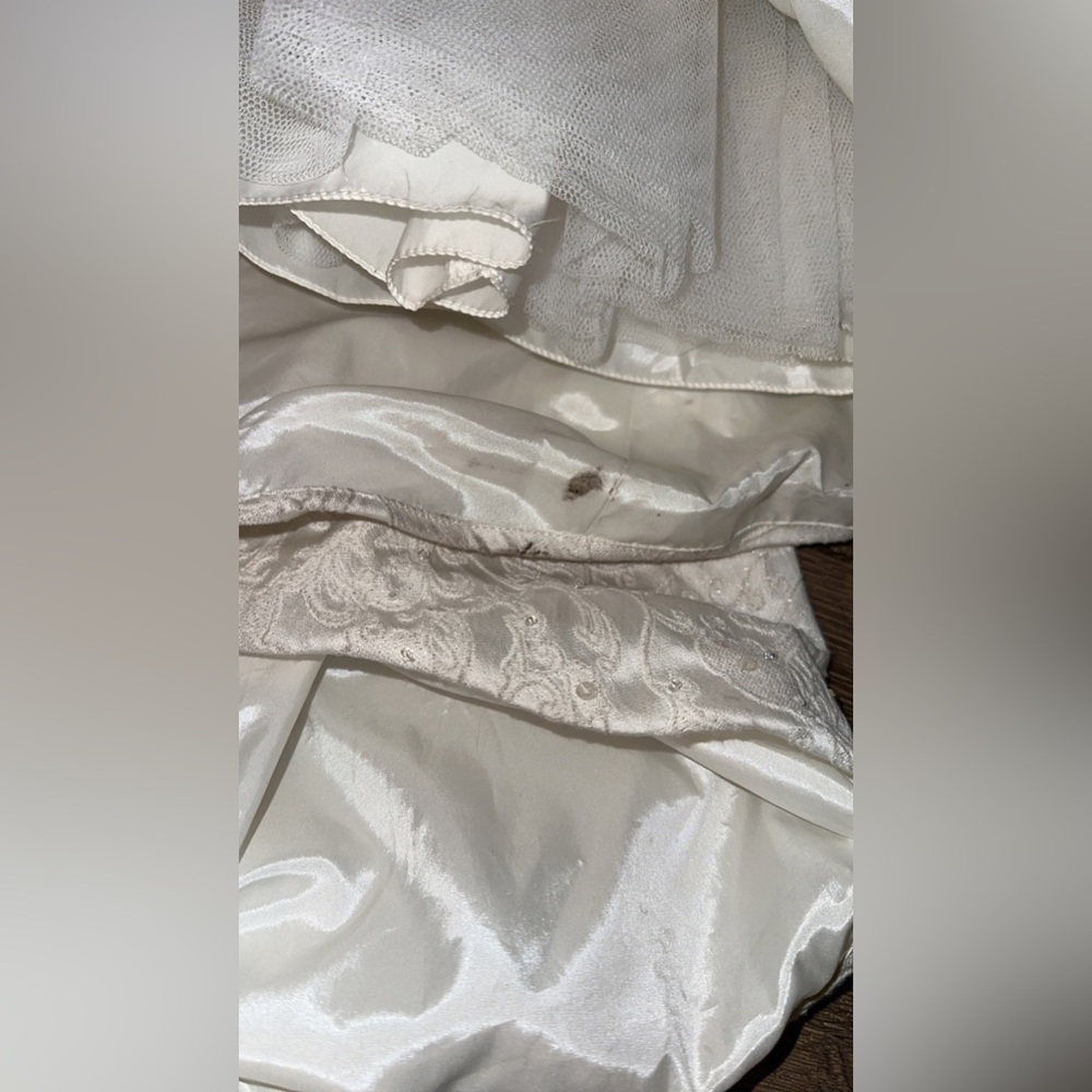 Strapless sequin ivory wedding dress NWT train tail mermaid style size 8 - Picture 7 of 17